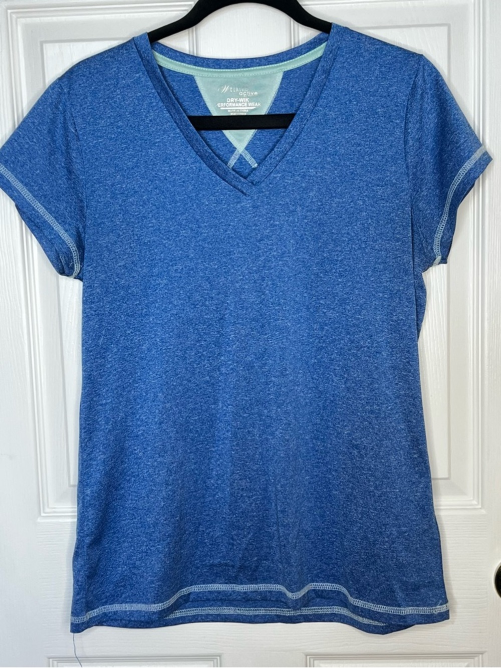 Marika Dry-Wik Performance Active Tee Large Heather Blue Workout Top